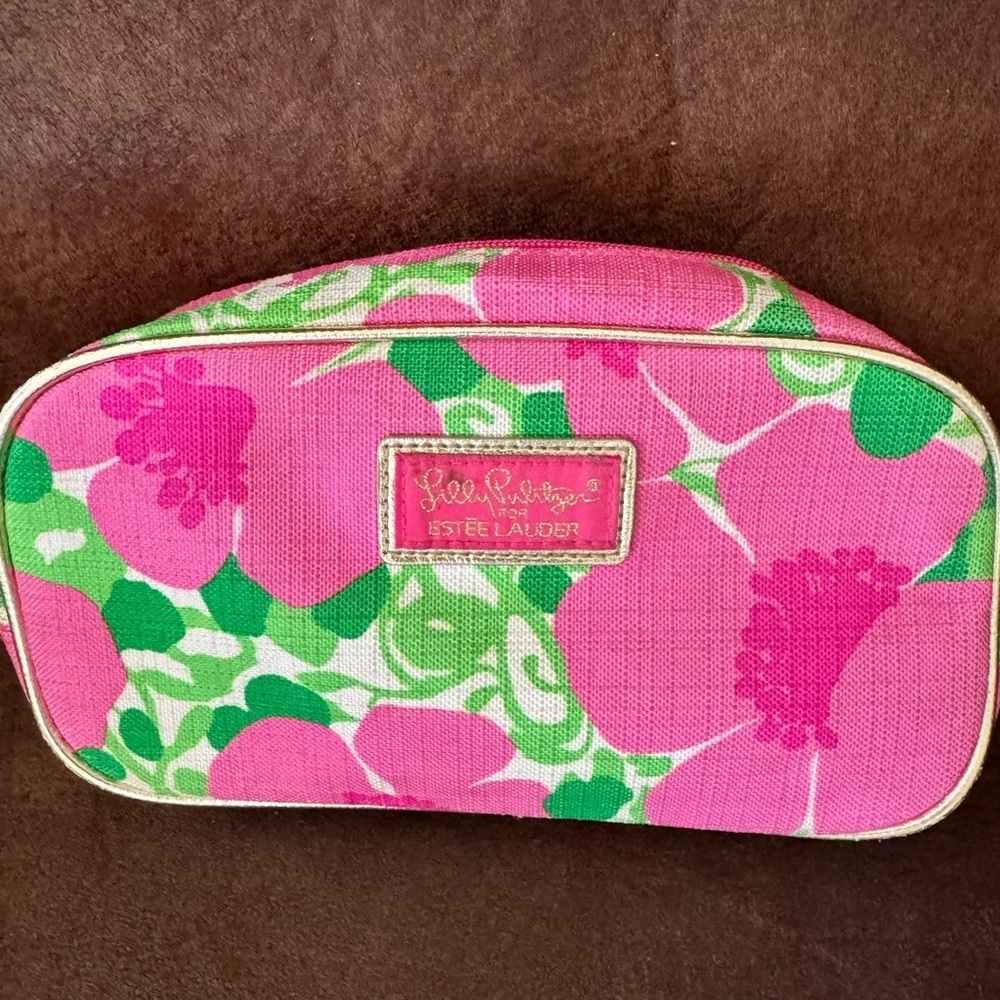 Lilly Pulitzer Estee Lauder Floral Cosmetic Makeup Pouch Bag
